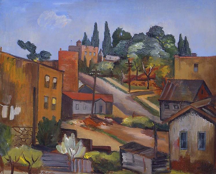 Village Scene, c.1925 oil on canvas 24" x 30", sig...