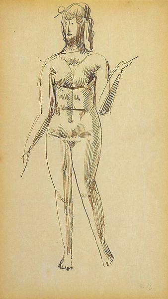 Untitled, c.1908 sepia ink on paper 8 3/16" x 5 1/...
