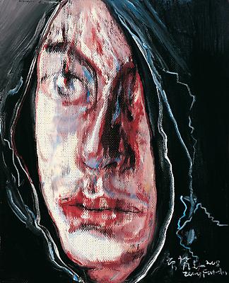 Zeng Fanzhi, "Portrait 08-7-7" 
2008
Oil on canvas
12 1/4 x 10 inches (31 x 25.5 cm) Image