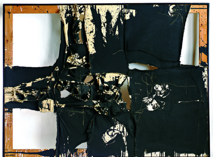 Manolo Millares, "Cuadro 96," 1960
Oil/Burlap, 58 3/4 x 80 inches