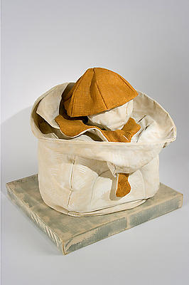 Claes Oldenburg, "Soft Juicit - 'Ghost' Version," 1965
Canvas filled with kapok, burlap painted with Liquitx on wood base covered with canvas, 19 x 18 x 16 inches