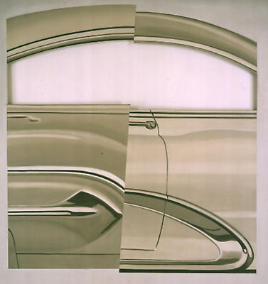 James Rosenquist, "Air Hammer," 1962
Oil on fenestrated canvas, 78 x 64 3/4 inches
Private Collection Image