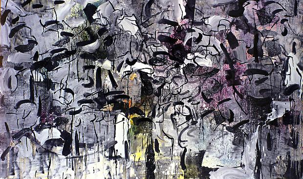 Jean Paul Riopelle, "Grey and Black Streaks"
1964
Mixed media on paper laid down on canvas
54 x 89 inches (137 x 226 cm) Image