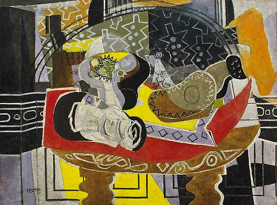 Still Life with Guitar I
(Red Tablecloth)
1936
Oil on canvas
38 ¼ x 51 inches (97 x 129.5 cm)
Gift of R. H. Norton, 47.46
The Norton Museum of Art, West Palm Beach, Florida
© 2011 Artists Rights Society (ARS), New York / ADAGP, Paris Image