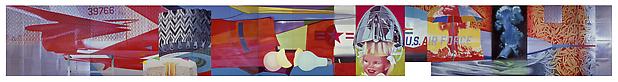 James Rosenquist, "F-111"
1964-65. Oil on canvas with aluminum, twenty-three sections, 10 x 86' (304.8 x 2621.3 cm). Gift of Mr. and Mrs. Alex L. Hillman and Lillie P. Bliss Bequest (both by exchange). © 2011 James Rosenquist/Licensed by VAGA, New York, NY Image