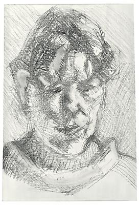 Lucian Freud, "Dark Haired Neighbour"
2010
Charcoal on primed linen
15 1/2 x 10 3/4 inches (39.4 x 27.3 cm)
Acquavella Galleries
© The Lucian Freud Archive Image