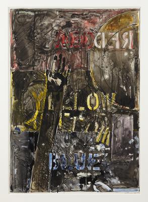 Jasper Johns, "Land's End", 1977
Ink and watercolor on plastic
36 1/4 x 25 3/8 inches
Art © Jasper Johns / Licensed by VAGA, New York, NY Image