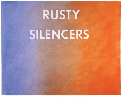 Ed Ruscha, "Rusty Silencers," 1979
Pastel and graphite on Grumbacher paper
23 1/8 x 29 1/8 inches
Art © 2015 Ed Ruscha Image