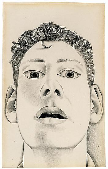 Lucian Freud, "Startled Man: Self-Portrait"
1948
Pencil on paper
9 x 5 5/8 inches (22.9 x 14.3 cm)
Private Collection
© The Lucian Freud Archive
Photo © Lucian Freud Archive