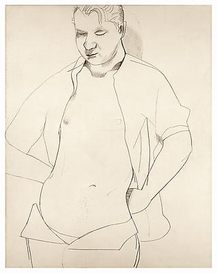 Lucian Freud, "Study of Francis Bacon"
1951
Crayon and chalk on paper
12 1/2 x 16 1/2 inches (54.7 x 42 cm)
Private Collection
© The Lucian Freud Archive
Photo © Lucian Freud Archive Image