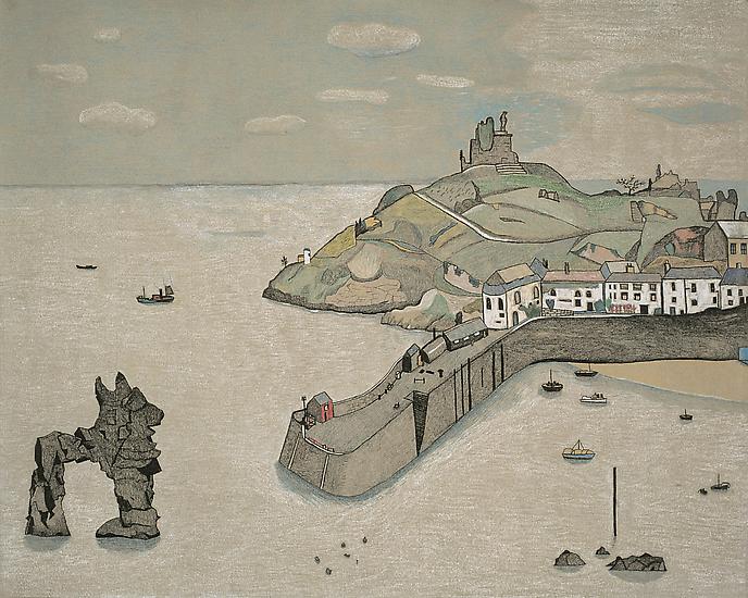 Lucian Freud, "Tenby Harbour"
1944
Crayon on paper
16 1/4 x 20 1/2 inches (41.2 x 52 cm)
National Museum of Wales
© The Lucian Freud Archive
Photo Courtesy National Museum of Wales