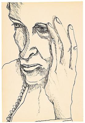 Lucian Freud, "The Painter's Mother"
1940
Ink on paper, 8 3/8 x 5 3/4 in. (21.3 x 14.6 cm)
Matthew Marks Gallery
© The Lucian Freud Archive 
Photo © The Lucian Freud Archive Image