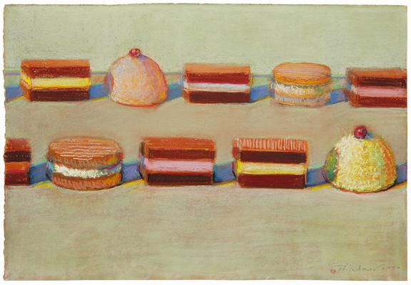Wayne Thiebaud, "Ten Candies," 2000, pastel on paper, 11 x 16 inches (27.9 x 40.6 cm), Art (c) Wayne Thiebaud / Licensed by VAGA, New York, NY Image