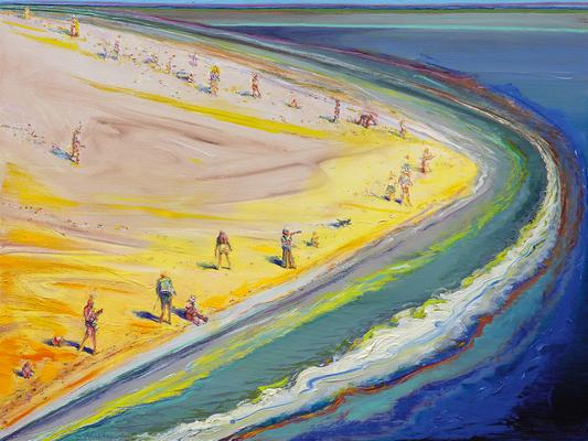 Wayne Thiebaud, "Triangle Beach," 2003-2005, oil on canvas, 30 x 40 inches (76.2 x 101.6 cm), Art (c) Wayne Thiebaud / Licensed by VAGA, New York, NY Image