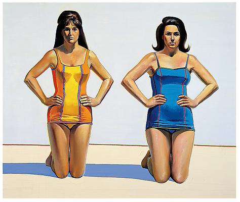 Wayne Thiebaud, "Two Kneeling Figures," 1966, oil on canvas, 60 x 72 inches (152.4 x 182.9 cm), Collection of Betty Jean Thiebaud. Art (c) Wayne Thiebaud / Licensed by VAGA, New York, NY Image