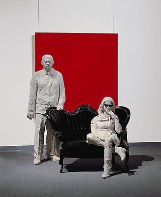 George Segal, "Portrait of Robert and Ethel Scull," 1965. Oil on canvas, plaster, wood chair with cloth, 96 x 72 x 72 inches. Aichi Prefectural Museum of Art, Nagoya, Japan. Art © The George and Helen Segal Foundation / Licensed by VAGA, New York, NY Image