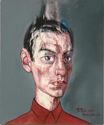 Zeng Fanzhi, "Portrait 08-7-3" 
2008
Oil on canvas
19 1/4 x 16 1/8 inches (49 x 41 cm) Image