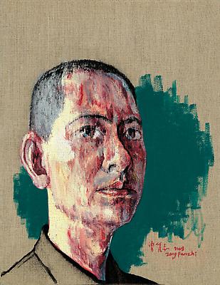 Zeng Fanzhi, "Self-Portrait I" 
2008
Oil on canvas
17 3/8 x 13 3/8 inches (44 x 34 cm) Image