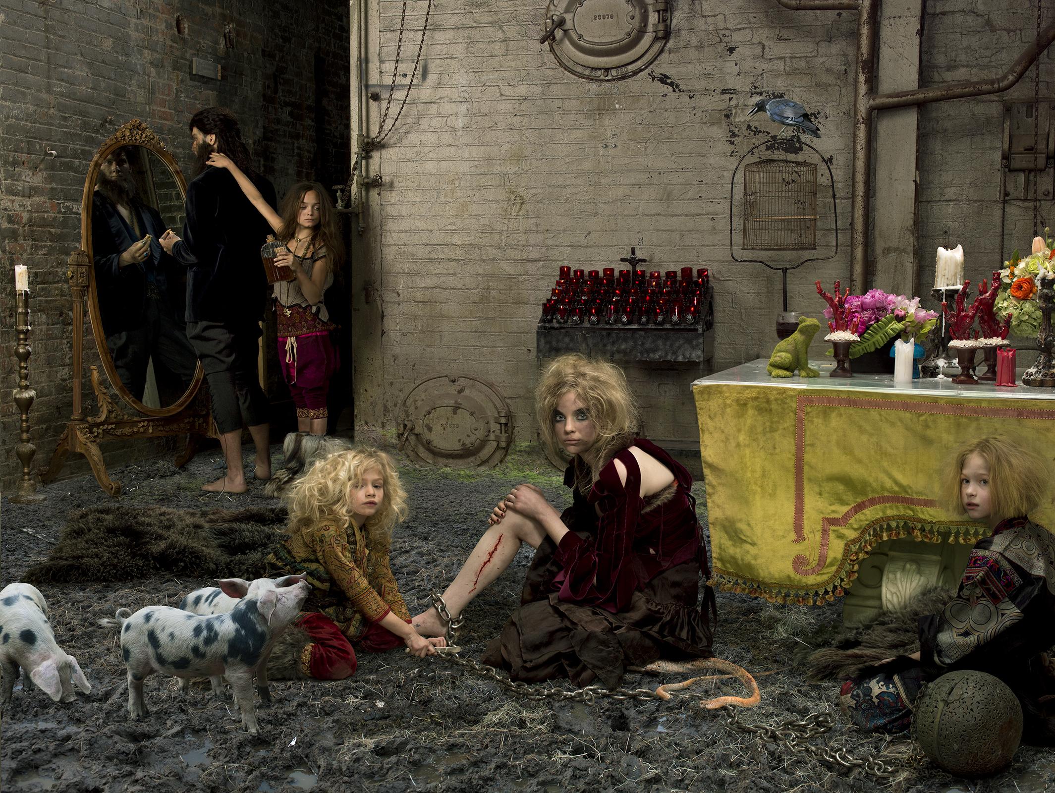 Folie de Minuit (And sitting high; for lowly she did hate), 2013, Fuji Chrystal archive print mounted to Dibond and face-mounted to plexiglass inside silk covered frames with bronze corner bracket, edition of 5, 52 x 85 inches, or, 52 x 66 inches framed; edition of 8, 32 x 51 inches, or, 32 x 43 inches framed