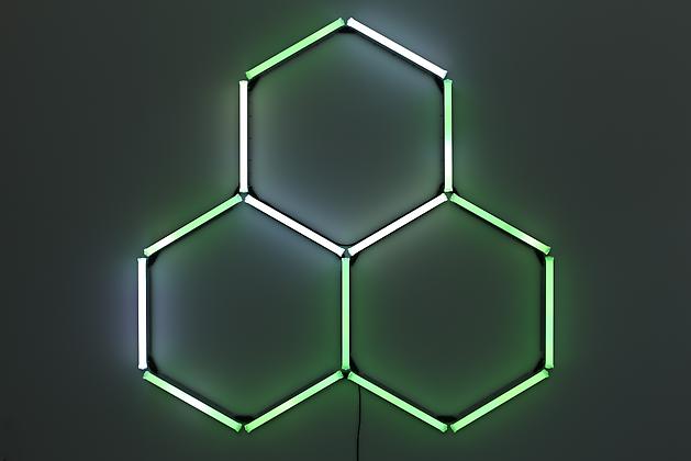 Trihex, 2010
15 2' LED bulbs, custom software, electrical hardware
88 x 88 x 4 inches
Series of 3