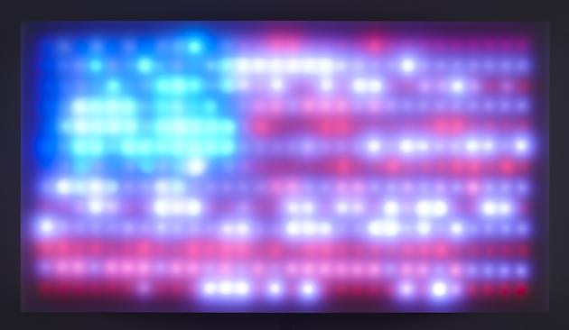 Flag, 2010
LEDs, Plexiglas, custom software, electrical hardware, wood
18 x 32 x 5 1/4 inches
Edition of 10