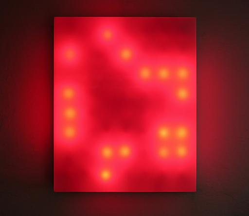 Red Life, 1999
Plexiglas, incandescent light bulbs, custom software, electrical hardware
36 x 30 x 7 inches
Edition of 3