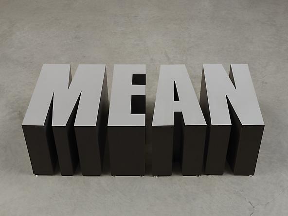 ME, MAN, MEN, MEAN, 1987
Laminate on wood
17 1/4 x 56 1/4 x 25 1/8 inches
GLG2414