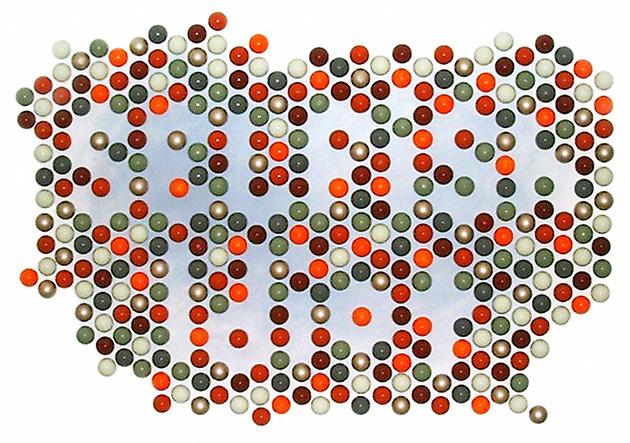 Selfish Idiot, 2002-03
Painted balls, paint on wall
74 x 112 x 4 inches
GLG2422