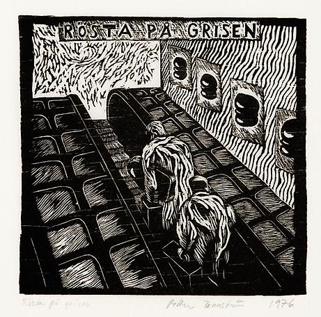 Petter Zennström
Rösta på grisen
1976
woodcut
50 x 40 cm