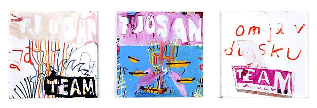 Jarl Ingvarsson
Tjosan Teamet
2010
oil on canvas
triptych 100 x 100 cm each