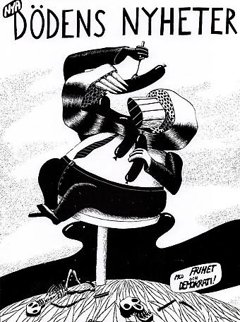 Nya Dödens Nyheter, med Frihet och Demokrati
1985
scratchboard drawing
42 x 30 cm
