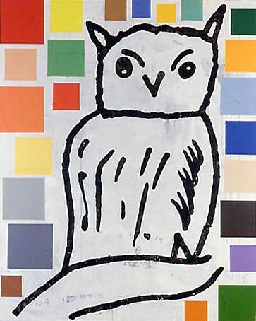 Abstract Painting with Bird (Owl) #7
1992 
acrylic & fabric collage on canvas 
203 x 162.5 cm