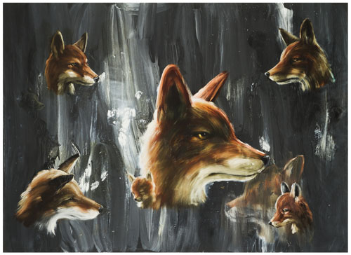 Abstrakta rävar 
2012
mixed media on canvas
237 x 317 cm