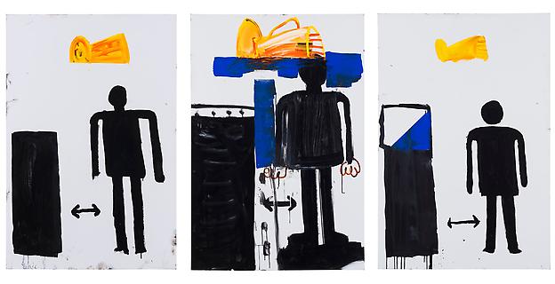 Kaffe med Jorge
2013
acrylic and mixed-media on canvas
3 parts, 150 x 300 cm