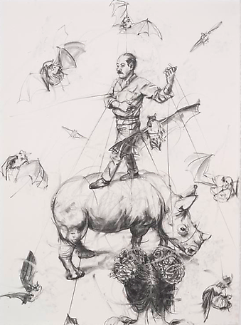 Tangoman på kraftdjur
2012
graphite on paper
93 x 74 cm