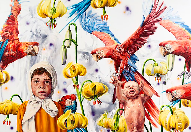 Kamouflerad hjärtbitare
2014
oil on canvas
211 x 300 cm