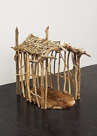 Beaver chapel
2014
beaver gall, beaver fell, beaver skull, sticks and jesmonite
88 x 80 x 90 cm