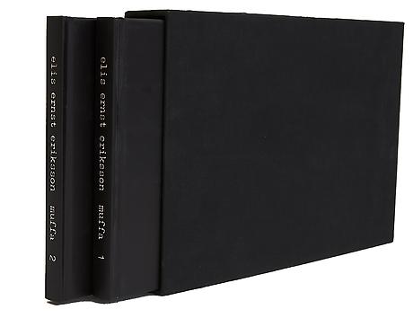ELIS ERIKSSON   - MUFFA 

Hardback 
15.5 x 24 cm
50 pp 
Two books in a box
Published by Galleri Lars Bohman 1999
Swedish
Printed by Jernström Offset, Stockholm, 1999
ISBN 91-973582-3-1 
ISBN 91-973582-4-X 

Price: SEK 300