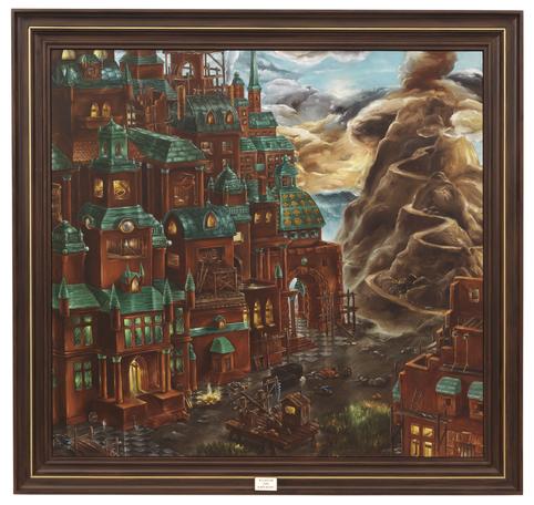 Bygget och gruvan
2015
mixed media on mdf
124 x 129 cm