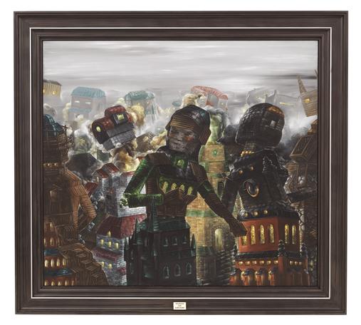 Kvinnostaden
2015
mixed media on mdf
133 x 146 cm