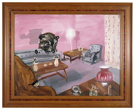 Rosa vardagsrum
1993 
mixed media on panel
140 x 200 cm