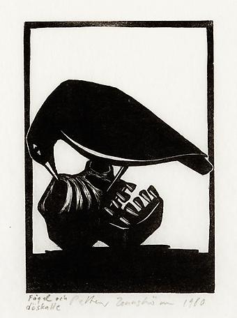 Petter Zennström
Fågel och dödskalle
1980
woodcut
50 x 40